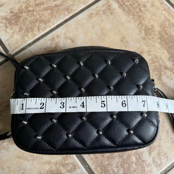 NWT REBECCA MINKOFF Quilted Studded Crossbody Black‎ Silver Hardware - Picture 11 of 13
